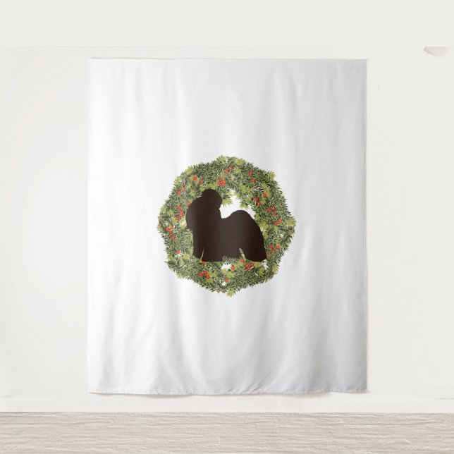 Tenture Shadow Silhouette Shih Tzu dans une couronne (Devant)