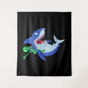 Tenture Shark Halloween Skeleton équitation Requins Amour