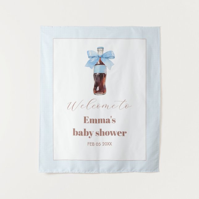 Tenture She Is Ready to Pop Blue Soda Pop Baby Shower (Devant)