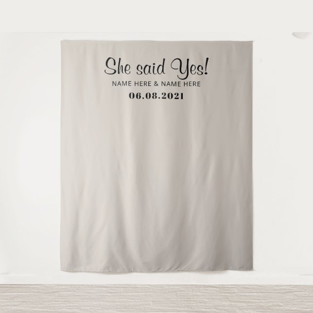 Tenture She Said Yes Photo Booth Engagement Backdrop  (Devant)