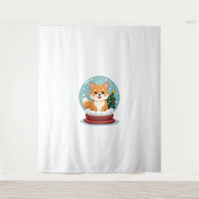 Tenture Shiba Snow Globe (Devant)
