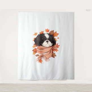Tenture Shih Tzu Fall Dog Automne quitte Thanksgiving Copi