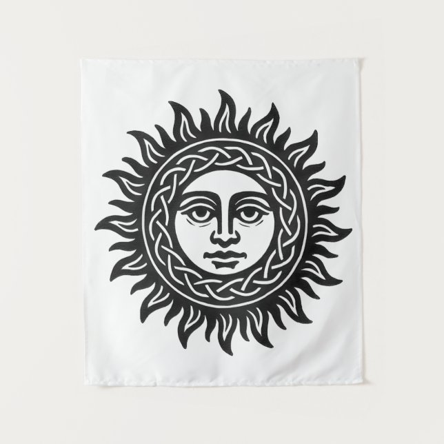Tenture Sigil du Visage Solaire – Emblème du Soleil Noir (Devant)