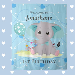 Tenture signe d'accueil Eléphant bleu Cute fond