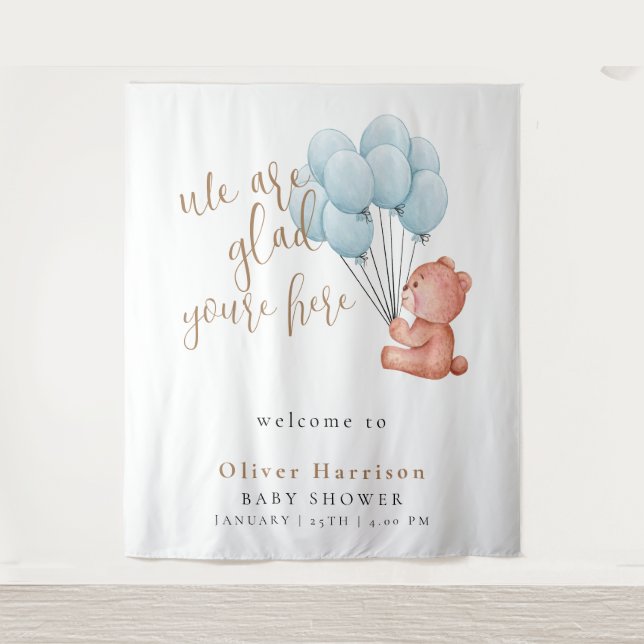 Tenture Signe de bienvenue Baby Shower Ourson Sucré Ballon (Devant)