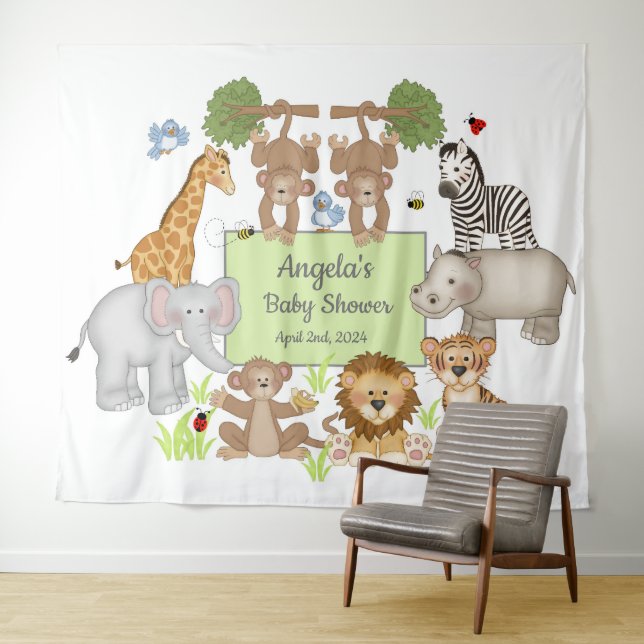 Tenture Signe de fond de Baby shower pour animaux Safari (En situation (horizontale))