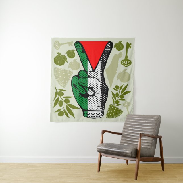 Tenture Signe de victoire à la main Résistance Symbole du  (En situation)