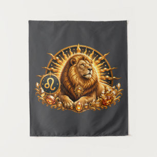 Tenture Signe du zodiaque Lion en or avec pierres précieus