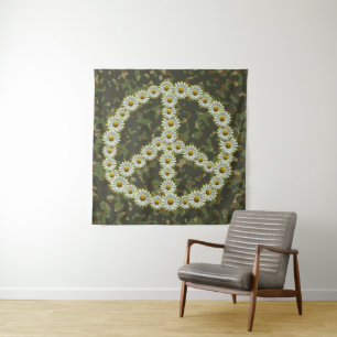 Tenture SIGNE SYMBOLE PAIX - Camouflage de marguerite hipp