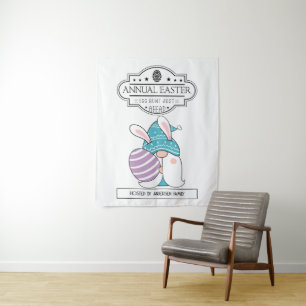 Tenture SIGNE vintage CHASSE AUX OEUFS DE Pâques Bunny Gno