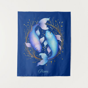 Tenture Signe Zodiaque Pisces, Deux Poissons Koi Gracieux