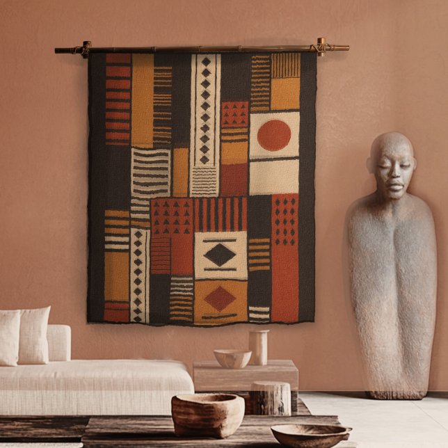 Tenture Silhouette Afrocentrique Moderne en Terracotta Boh (Créateur téléchargé)