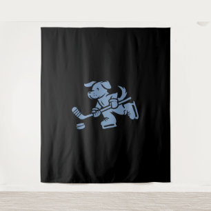 Tenture Silhouette de chien Retriever d'or Labrador Hockey