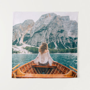 Tenture Silhouette Femme Lac Alpin Nature