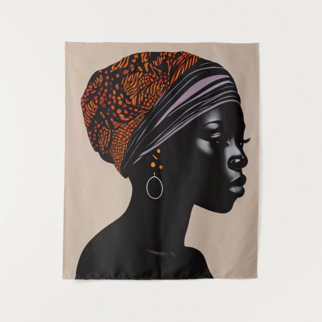 Tenture Silhouette noire Africaine Américaine (Devant)