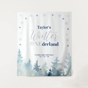 Tenture Silver & Blue Winter Conderland 1er Anniversaire T
