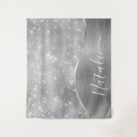 Silver Glitter Glam Bling Personalized
