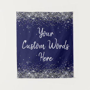 Tenture Silver Navy Blue Birthday Party Photo Booth Prop