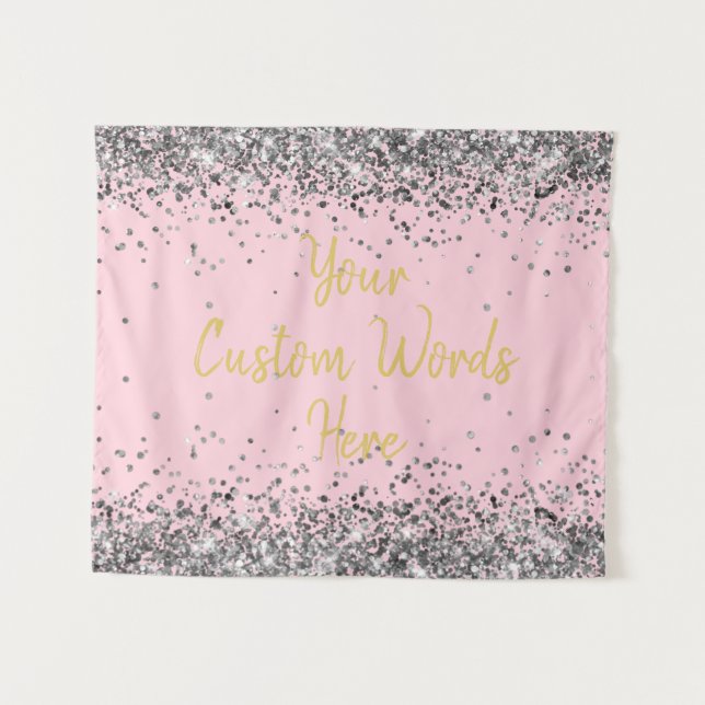 Tenture Silver Pink Gold Anniversaire de fête Photo Booth  (Devant (Horizontal))