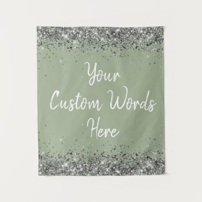 Tenture Silver Sage Green Anniversaire de fête Photo Booth (Devant)