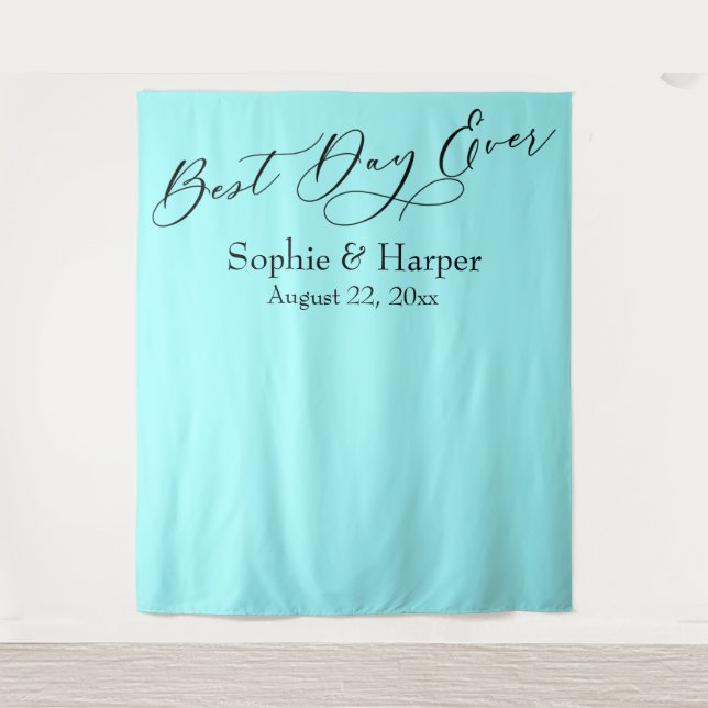 Tenture Simple Best Day Ever Fond de Photo Aqua (Devant)