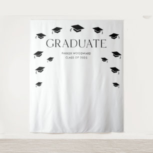Tenture Simple bonnet de remise de diplôme noir et blanc