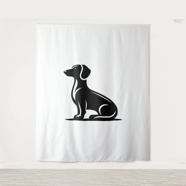 Tenture Simple Chien Motif Chasse Chien Silhouette (Devant)
