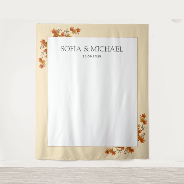 Tenture Simple Élégant Mariage Automne Photo Booth fond (Devant)