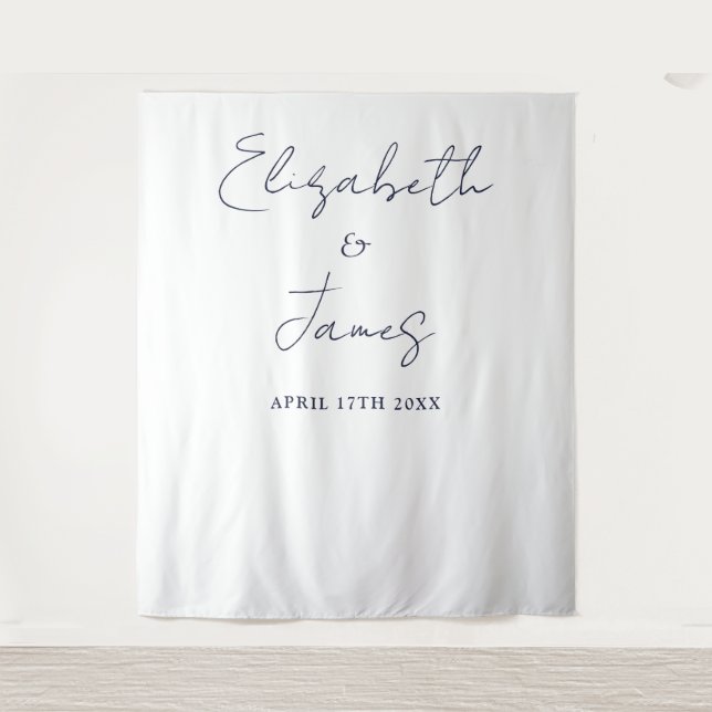 Tenture Simple Elegant Mariage bleu marine arrière-plan ph (Devant)