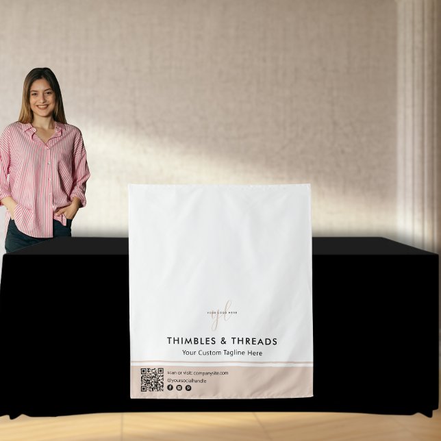Tenture Simple Logo QR Vendeur Écran de Table de l'Événeme (Créateur téléchargé)