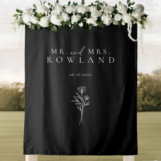Tenture Simple moderne Noir nouveau nom Mariage (Créateur téléchargé)