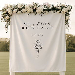 Tenture Simple Noir & Blanc Nouveau Nom Mariage