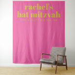 Tenture Simple rose jaune mignon Bat mitzvah fond photo<br><div class="desc">Personnalisé Simple moderne Gras Typographie rose et jaune Bat mitzvah fond photo</div>