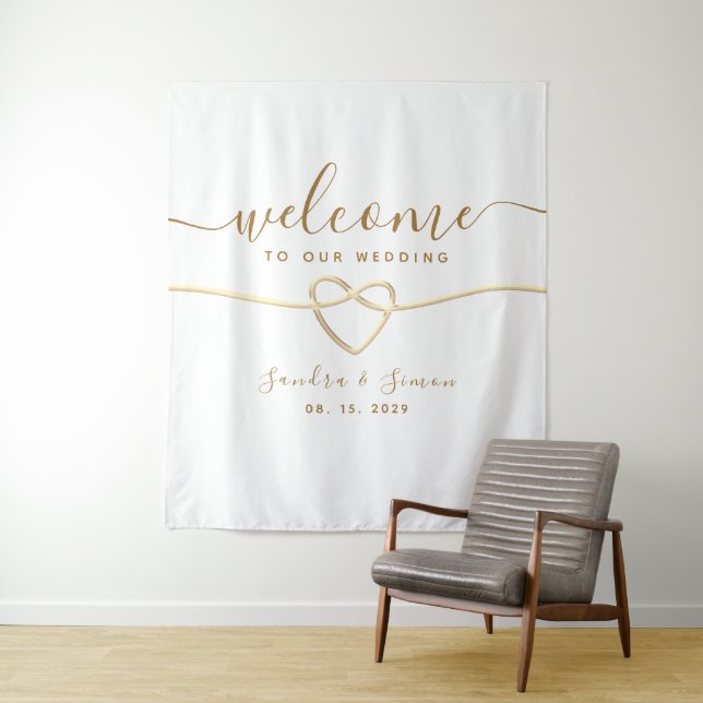Tenture Simple toile de fond de bienvenue de mariage  (En situation)