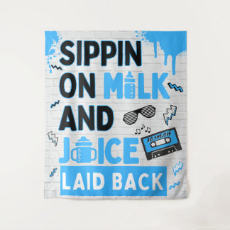 Tenture Sippin sur le lait et le jus Bleu/Noir Hip hop Ann