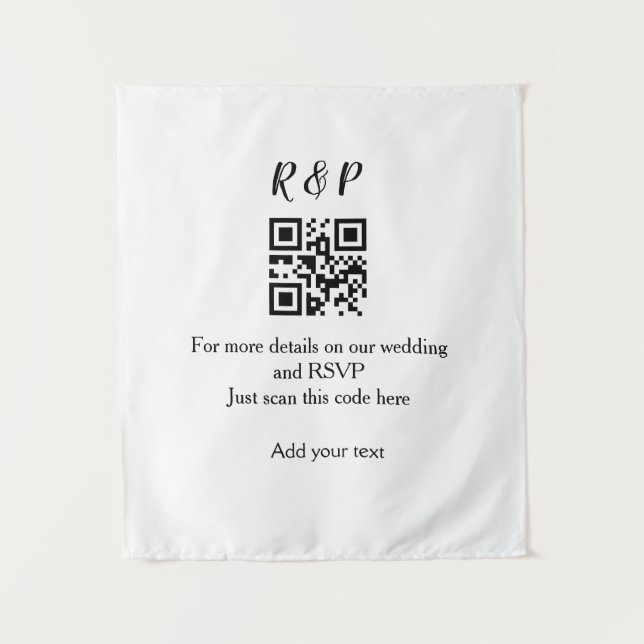 Tenture site web de mariage rsvp q r code ajouter nom text (Devant)