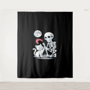 Tenture Skeleton Cat Crâne kitty mignonne Halloween Design