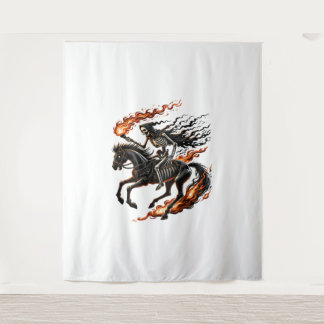 Tenture Skeleton Horseman Riding Flaming Horse