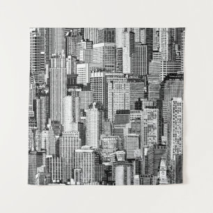 Tenture Skyscraper City Texture Isométrique sans fil