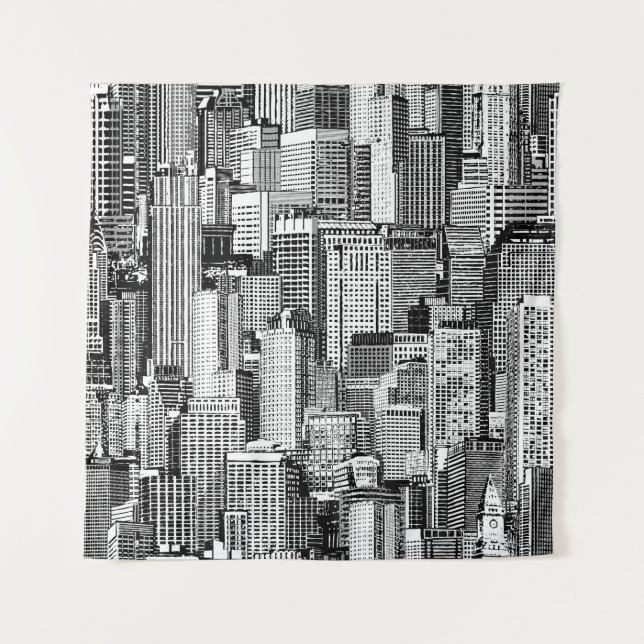 Tenture Skyscraper City Texture Isométrique sans fil (Devant)