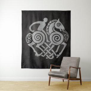 Tenture Sleipnir et Odin Symbole Mythologie Nordique Desig