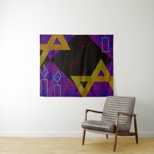 Tenture SlipperyJoe's Happy Hanoukka Star de David menorah