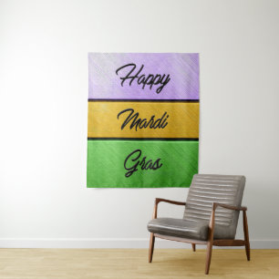 Tenture SlipperyJoe's Happy Mardi Gras violet or vert b