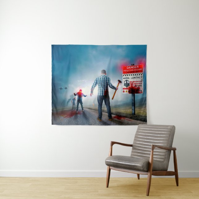 Tenture SlipperyJoe's heureux Halloween yeux brillants zom (En situation (horizontale))