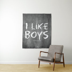 Tenture SlipperyJoe's J'aime les garçons tableau noir sale