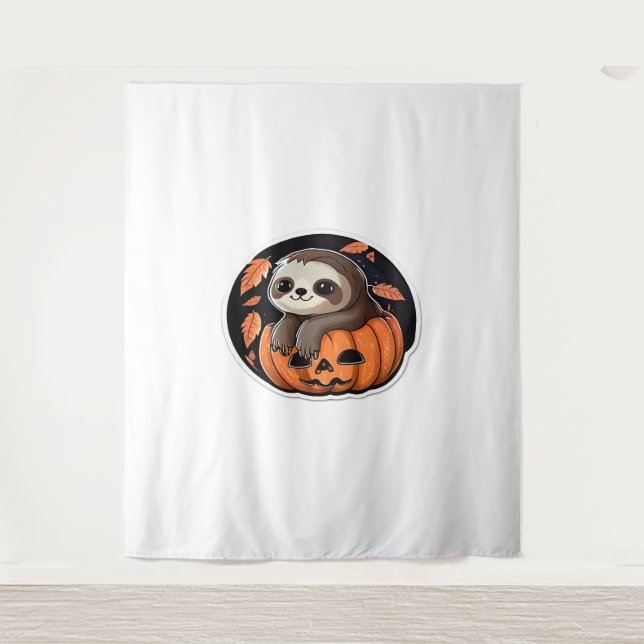 Tenture Sloth citrouille Halloween autocollant Surdimensio (Devant)