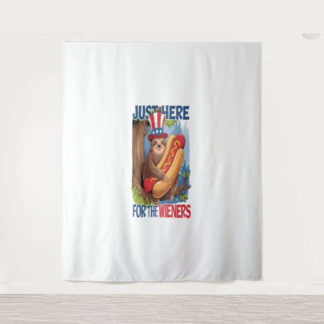 Tenture Sloth Hot Dog 4 juillet BBQ (Devant)