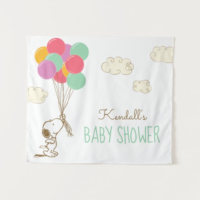 Tenture Snoopy et Ballons Baby Shower (Devant (Horizontal))