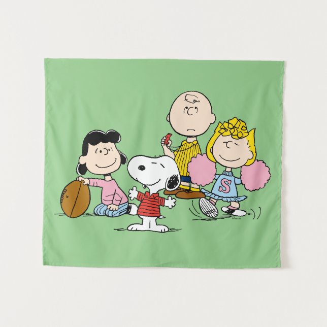 Tenture Snoopy et Gang Play Football (Devant (Horizontal))
