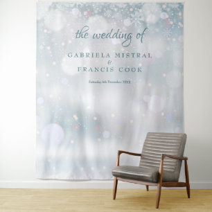 Tenture Snowflakes Winter Wedding Photo Booth Backdrop